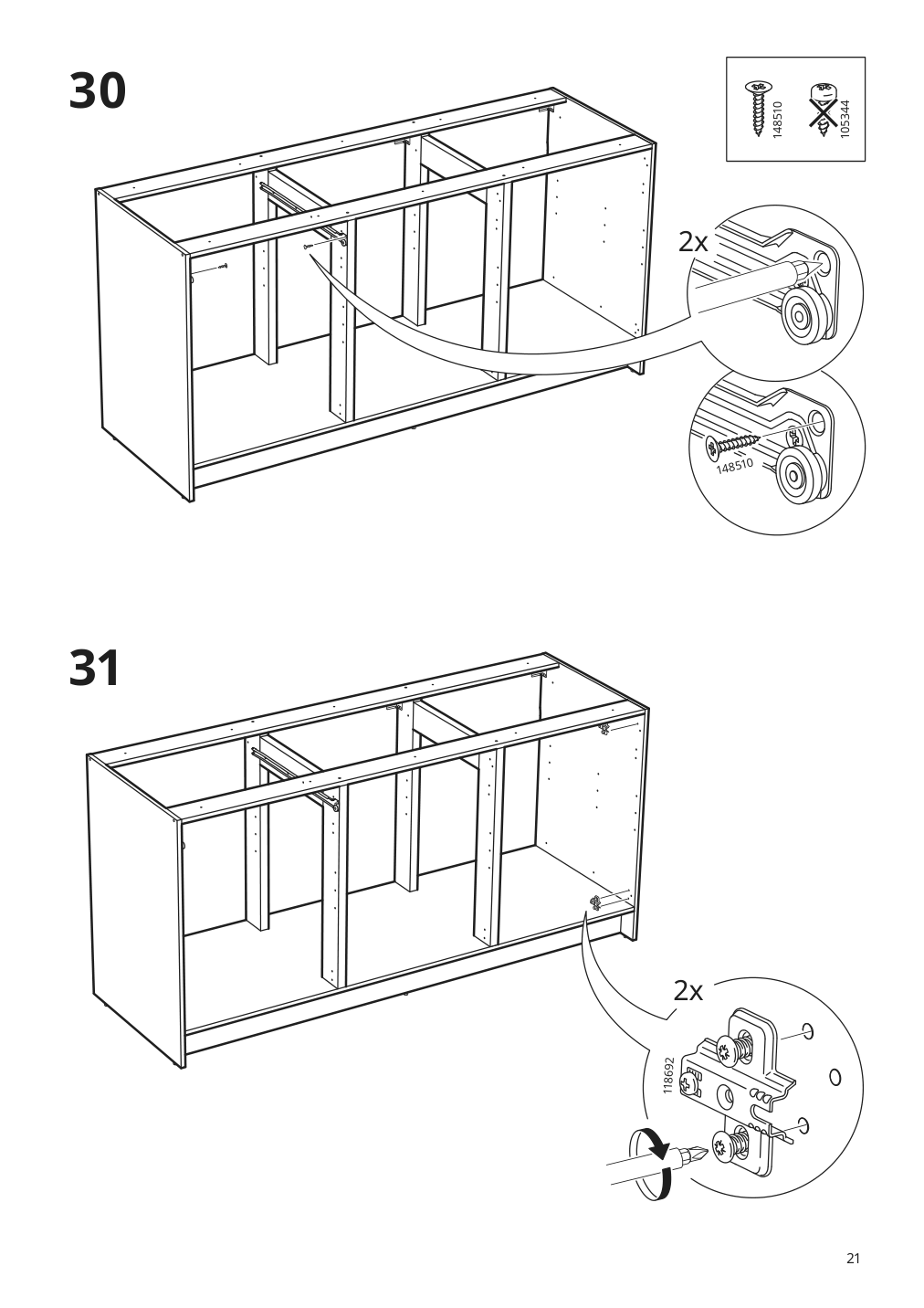 Assembly instructions for IKEA Knoxhult base cabinet with doors and drawer white | Page 21 - IKEA KNOXHULT base cabinet with doors and drawer 703.267.88