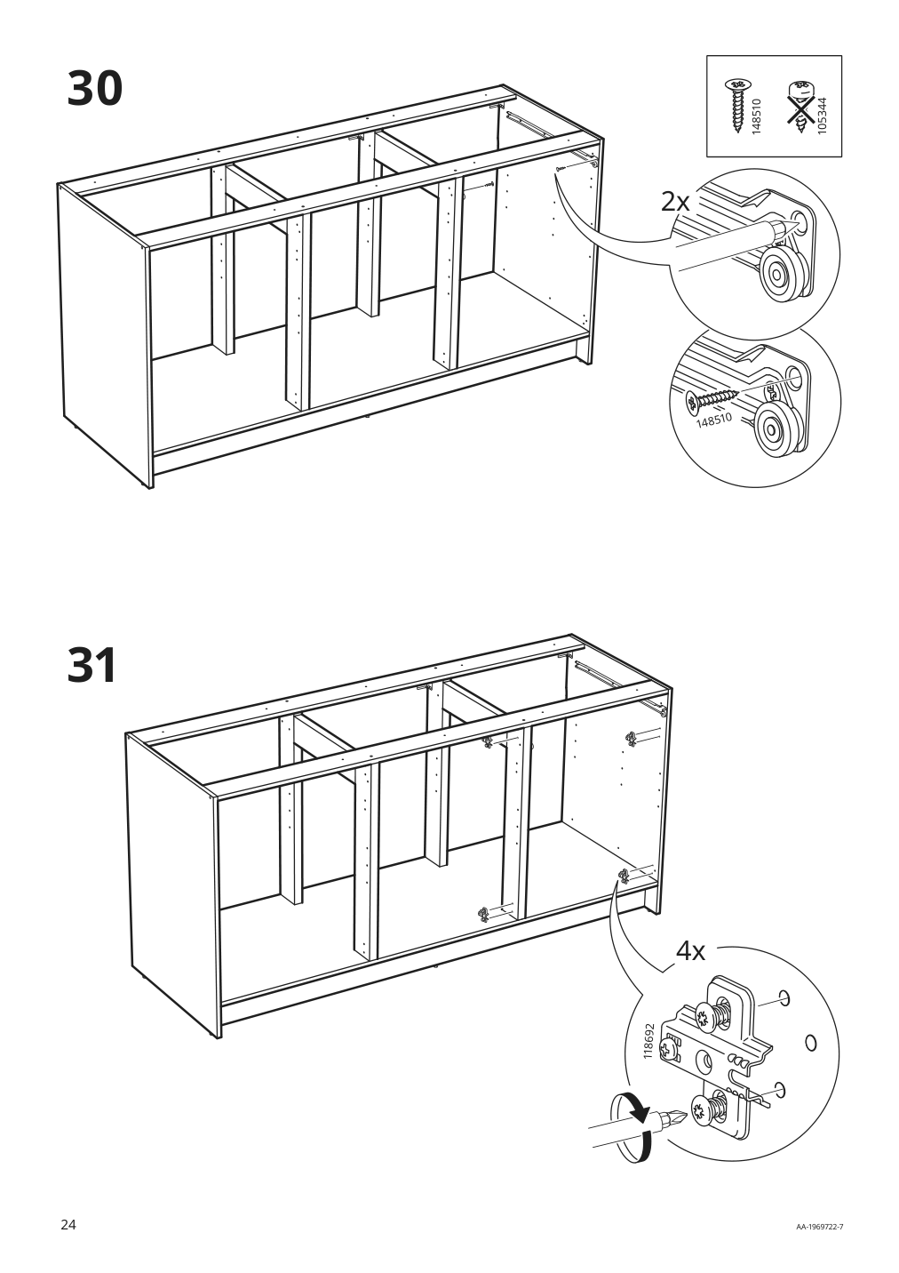 Assembly instructions for IKEA Knoxhult base cabinet with doors and drawer white | Page 24 - IKEA KNOXHULT base cabinet with doors and drawer 703.267.88