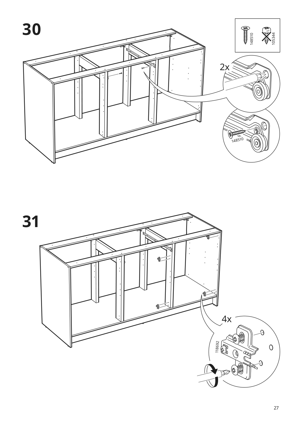 Assembly instructions for IKEA Knoxhult base cabinet with doors and drawer white | Page 27 - IKEA KNOXHULT base cabinet with doors and drawer 703.267.88