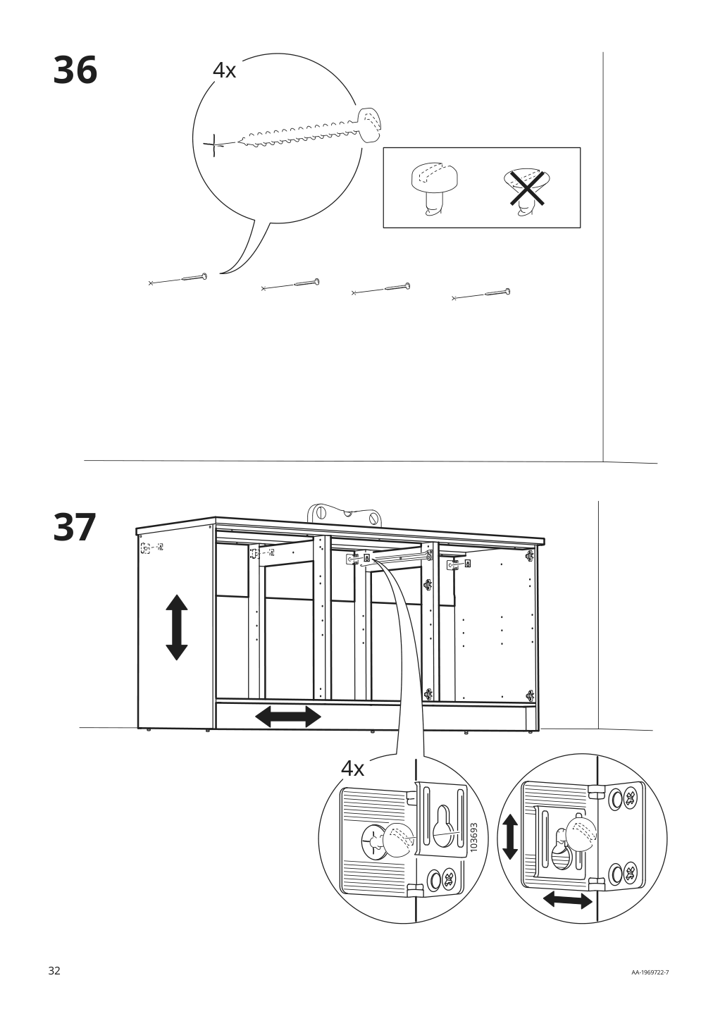 Assembly instructions for IKEA Knoxhult base cabinet with doors and drawer white | Page 32 - IKEA KNOXHULT base cabinet with doors and drawer 703.267.88