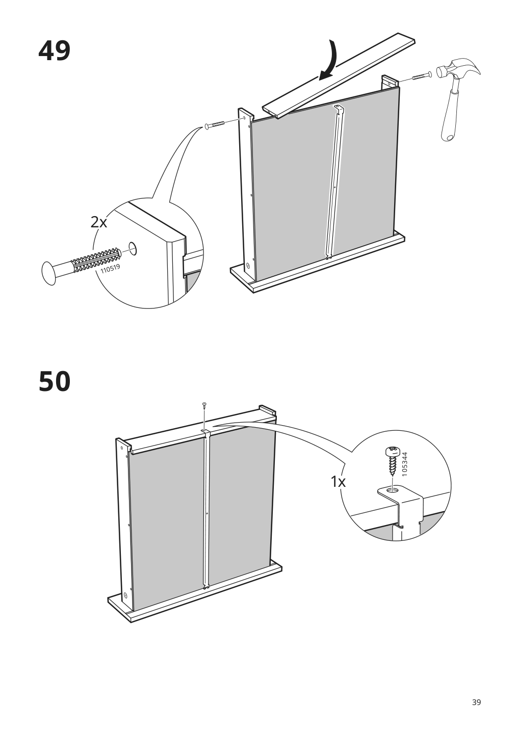 Assembly instructions for IKEA Knoxhult base cabinet with doors and drawer white | Page 39 - IKEA KNOXHULT base cabinet with doors and drawer 703.267.88