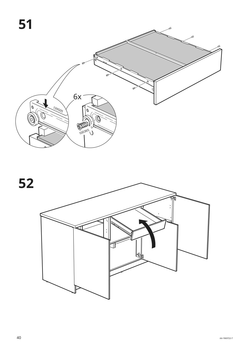 Assembly instructions for IKEA Knoxhult base cabinet with doors and drawer white | Page 40 - IKEA KNOXHULT base cabinet with doors and drawer 703.267.88