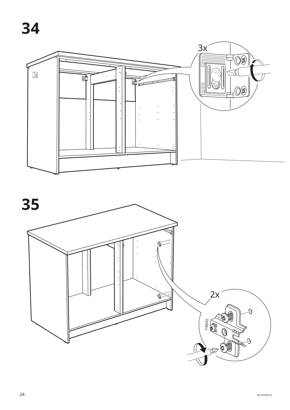 Assembly instructions for IKEA Knoxhult base cabinet with doors and drawer white | Page 24 - IKEA KNOXHULT base cabinet with doors and drawer 303.267.90