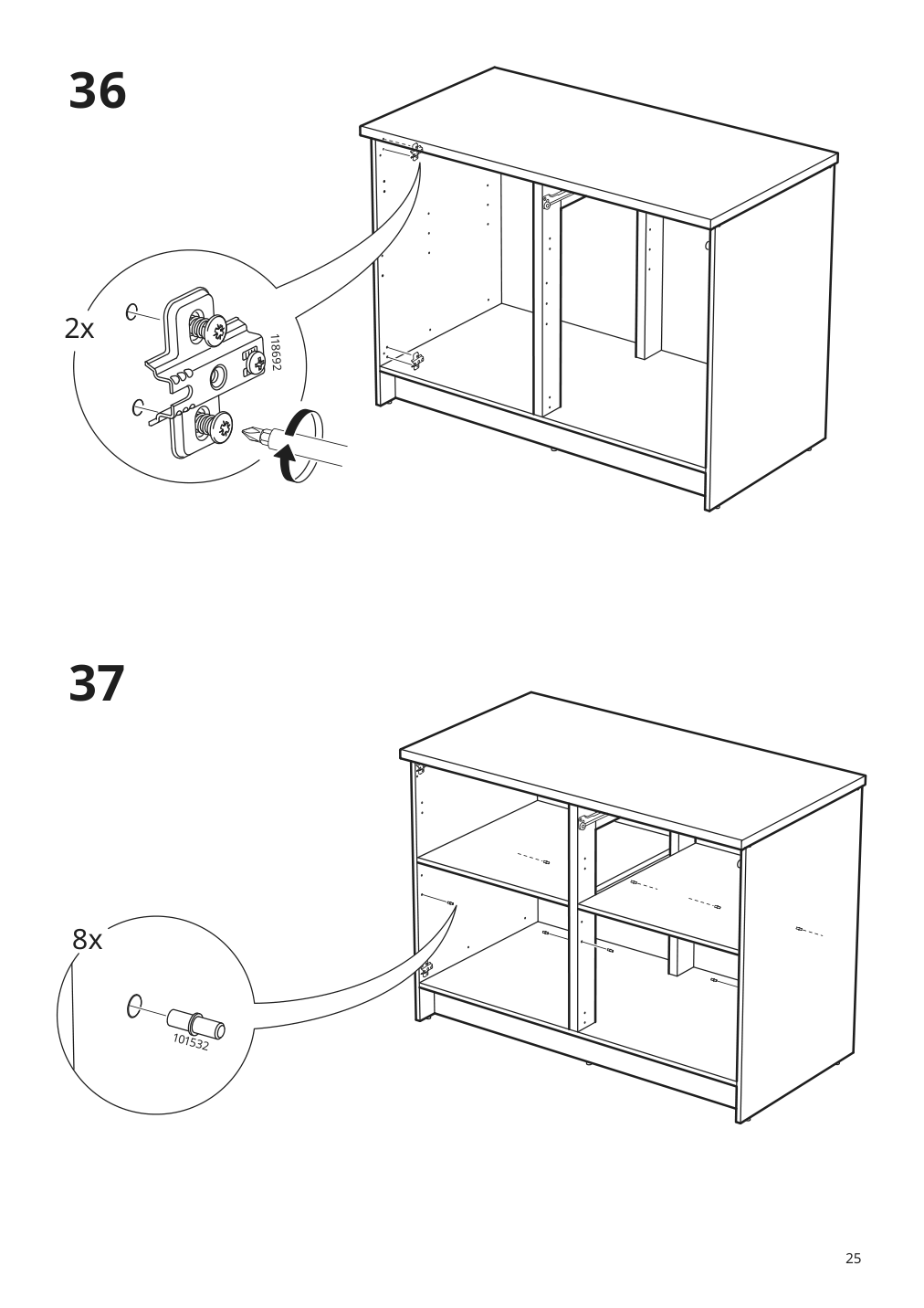 Assembly instructions for IKEA Knoxhult base cabinet with doors and drawer white | Page 25 - IKEA KNOXHULT base cabinet with doors and drawer 303.267.90