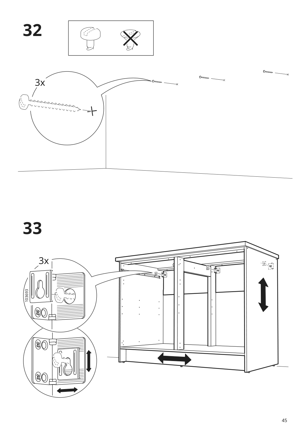 Assembly instructions for IKEA Knoxhult base cabinet with doors and drawer white | Page 45 - IKEA KNOXHULT base cabinet with doors and drawer 303.267.90