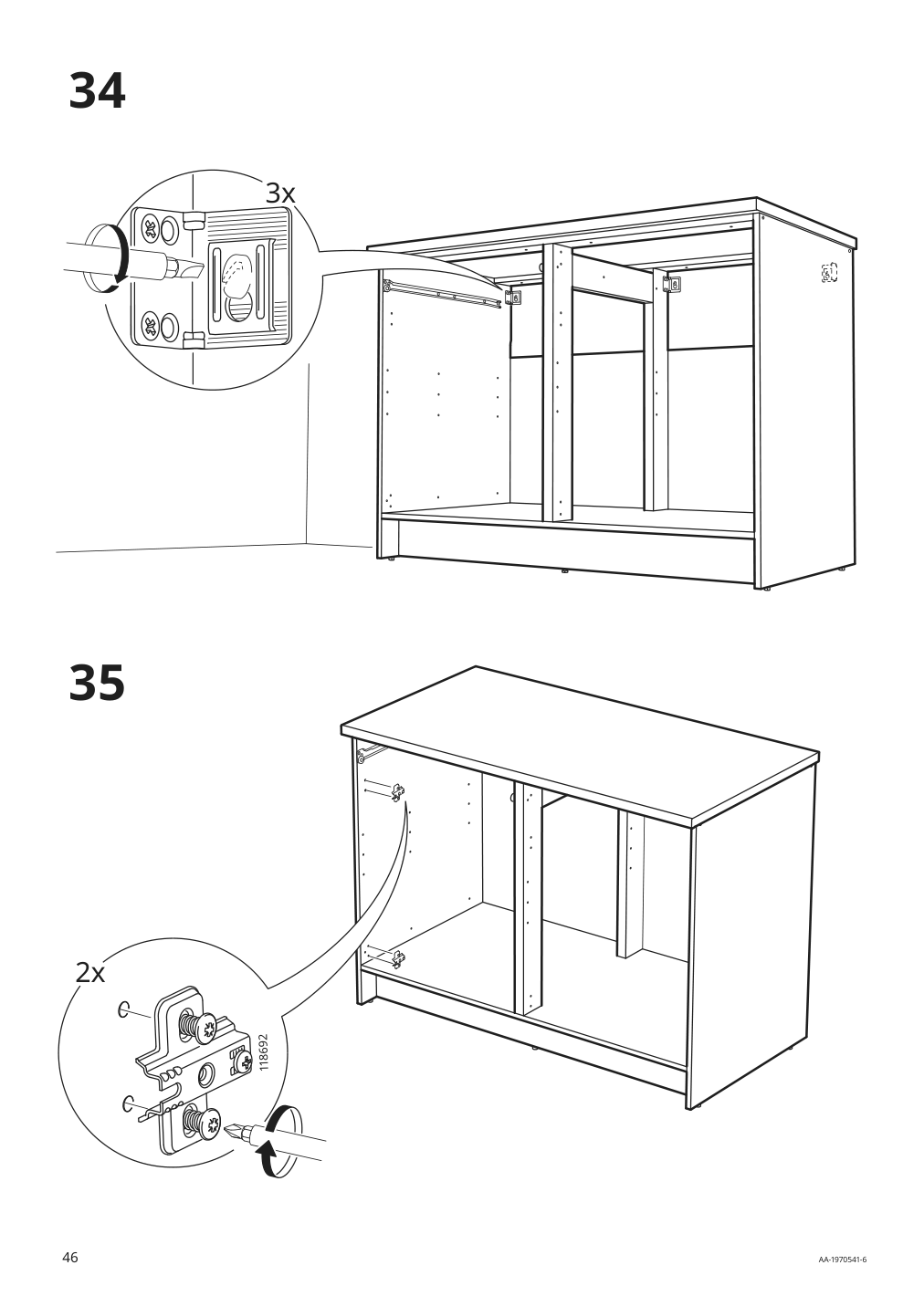 Assembly instructions for IKEA Knoxhult base cabinet with doors and drawer white | Page 46 - IKEA KNOXHULT base cabinet with doors and drawer 303.267.90