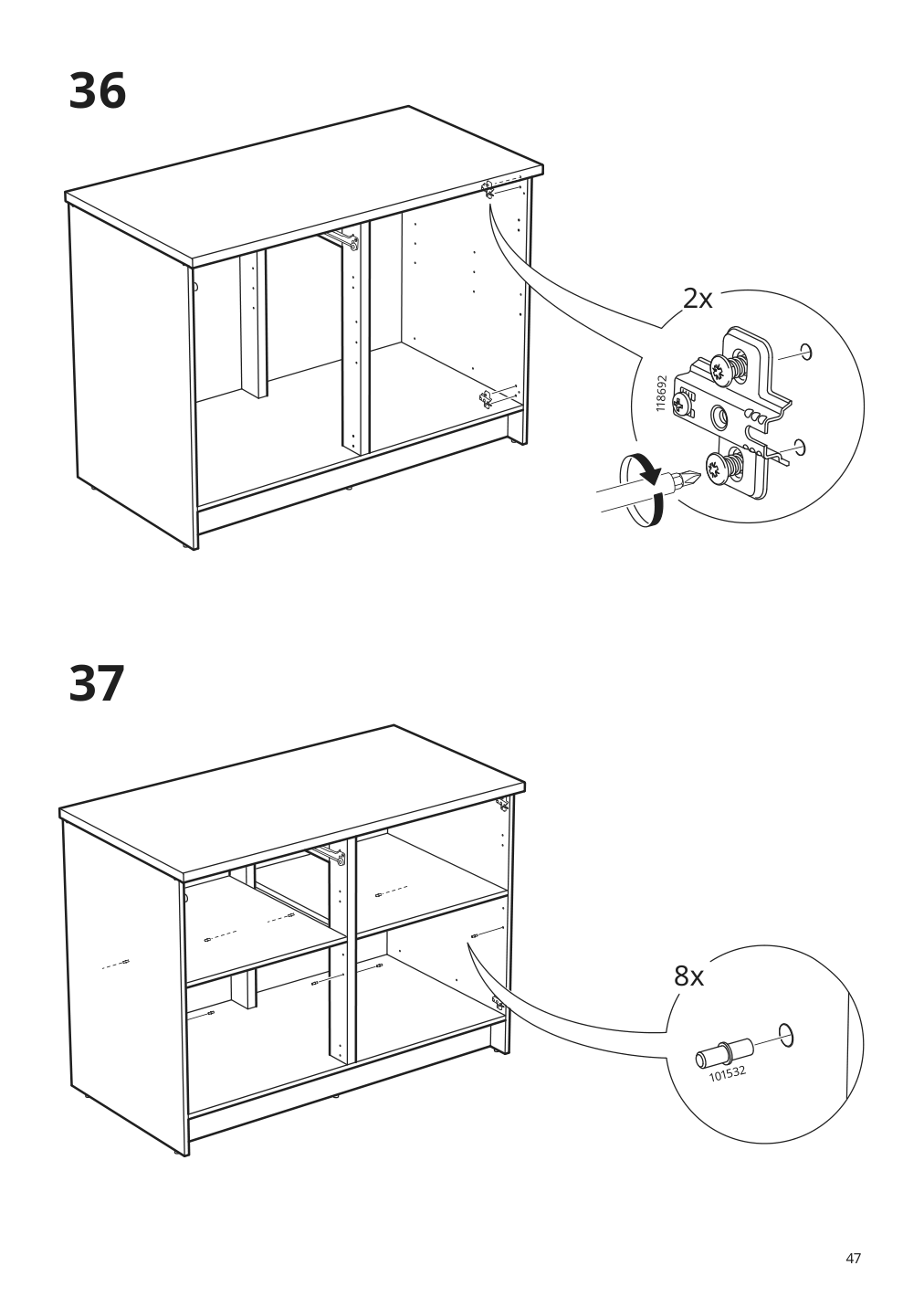 Assembly instructions for IKEA Knoxhult base cabinet with doors and drawer white | Page 47 - IKEA KNOXHULT base cabinet with doors and drawer 303.267.90