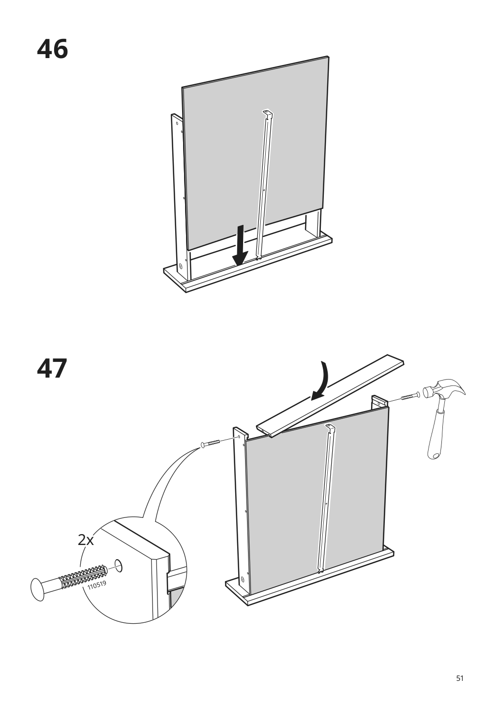 Assembly instructions for IKEA Knoxhult base cabinet with doors and drawer white | Page 51 - IKEA KNOXHULT base cabinet with doors and drawer 303.267.90