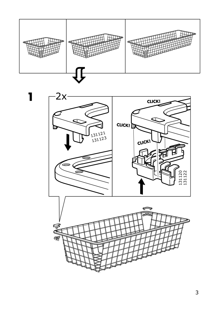 Assembly instructions for IKEA Komplement pull out rail for baskets dark gray | Page 3 - IKEA PAX / MEHAMN/AULI wardrobe with sliding doors 595.517.16