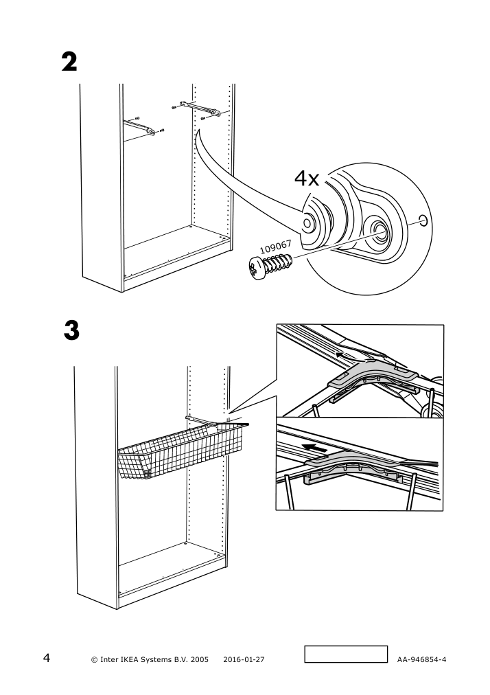 Assembly instructions for IKEA Komplement pull out rail for baskets dark gray | Page 4 - IKEA PAX / AULI wardrobe combination 894.331.18