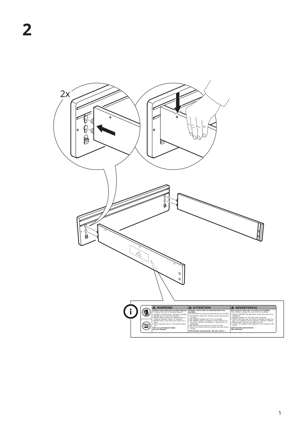 Assembly instructions for IKEA Konstruera drawer without front white | Page 5 - IKEA SMÅSTAD / UPPFÖRA bookcase 093.878.13