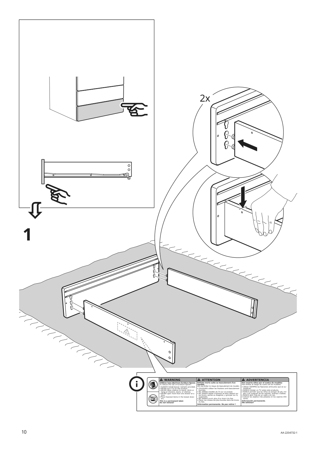 Assembly instructions for IKEA Konstruera drawer without front white | Page 10 - IKEA SMÅSTAD / UPPFÖRA changing table 094.839.18