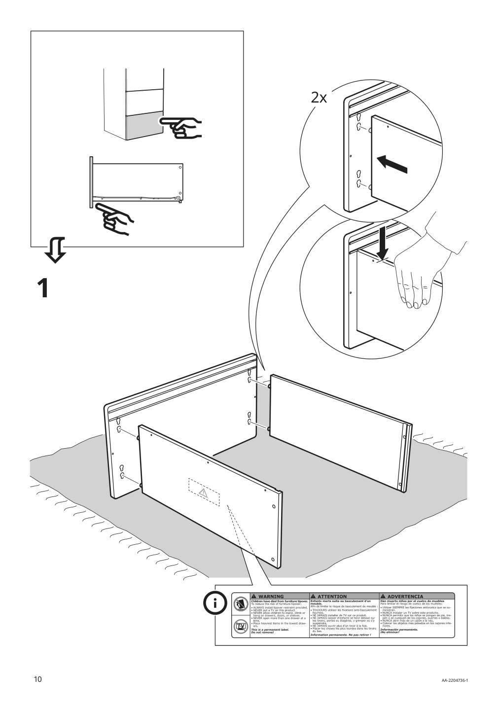 Assembly instructions for IKEA Konstruera drawer without front white | Page 10 - IKEA SMÅSTAD / UPPFÖRA storage combination 394.319.23