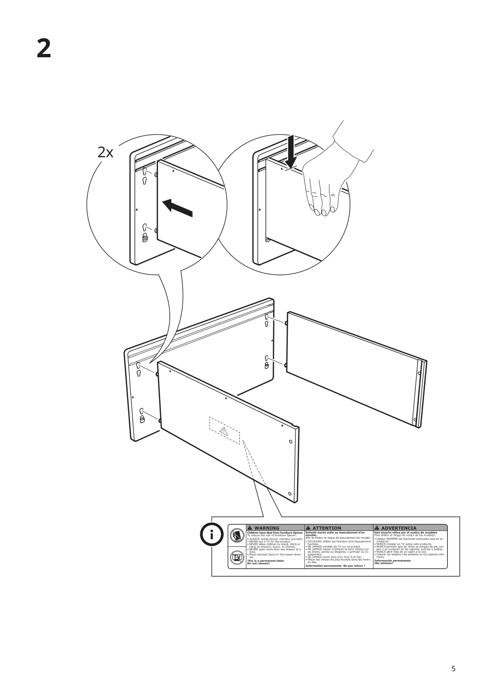 Assembly instructions for IKEA Konstruera drawer without front white | Page 5 - IKEA SMÅSTAD / UPPFÖRA bookcase 093.878.13