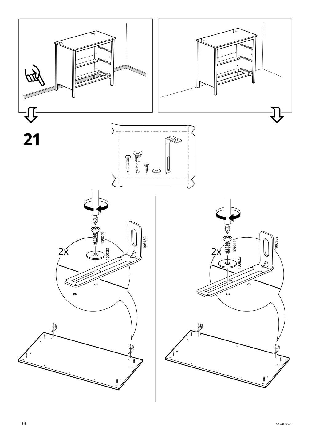 Assembly instructions for IKEA Koppang 3 drawer chest white | Page 18 - IKEA KOPPANG 3-drawer chest 103.859.50