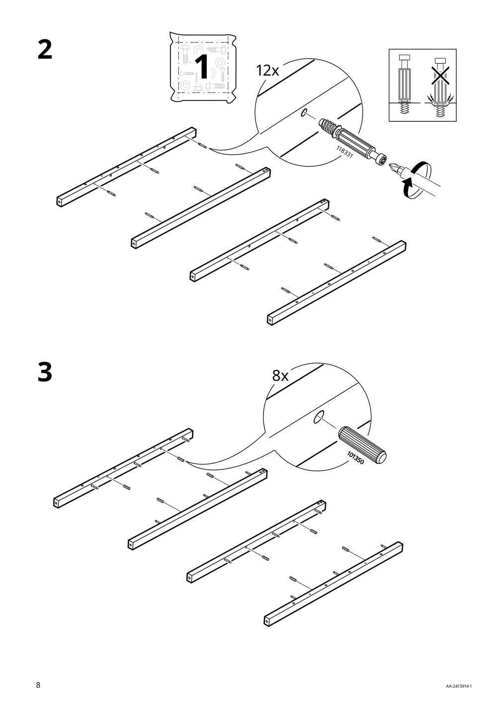 Assembly instructions for IKEA Koppang 3 drawer chest white | Page 8 - IKEA KOPPANG 3-drawer chest 103.859.50