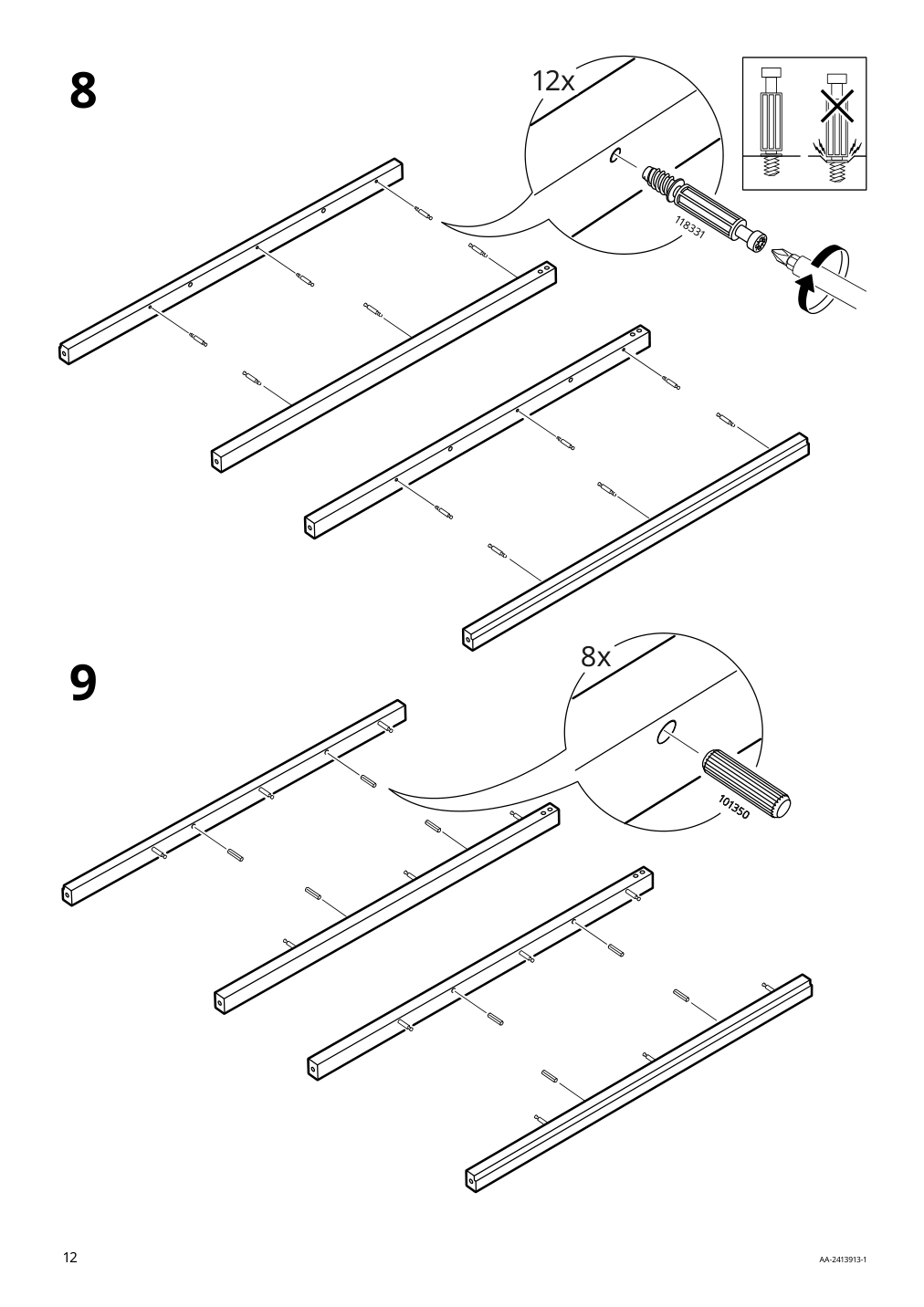 Assembly instructions for IKEA Koppang 6 drawer dresser white | Page 12 - IKEA KOPPANG 6-drawer dresser 103.113.08