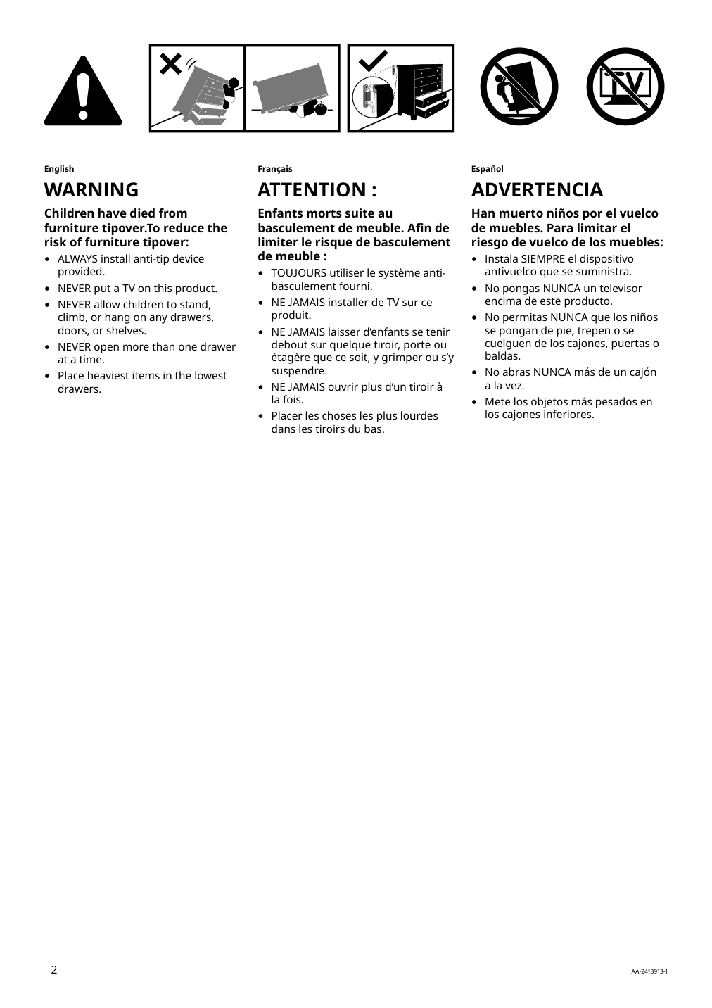 Assembly instructions for IKEA Koppang 6 drawer dresser white | Page 2 - IKEA KOPPANG 6-drawer dresser 103.113.08