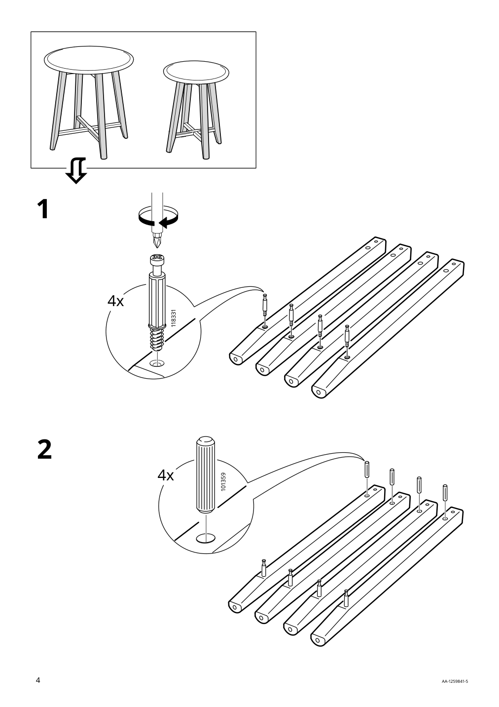 Assembly instructions for IKEA Kragsta nesting tables set of 2 white | Page 4 - IKEA KRAGSTA nesting tables, set of 2 202.998.29