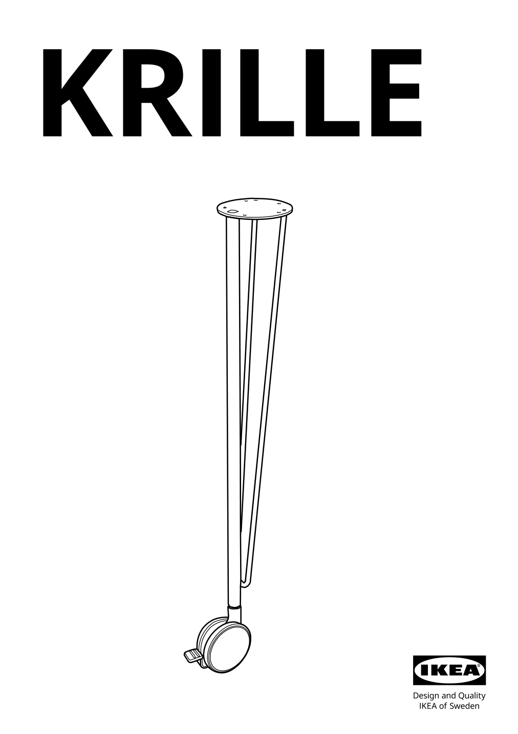 Assembly instructions for IKEA Krille leg with caster white | Page 1 - IKEA LAGKAPTEN / KRILLE desk 394.174.89