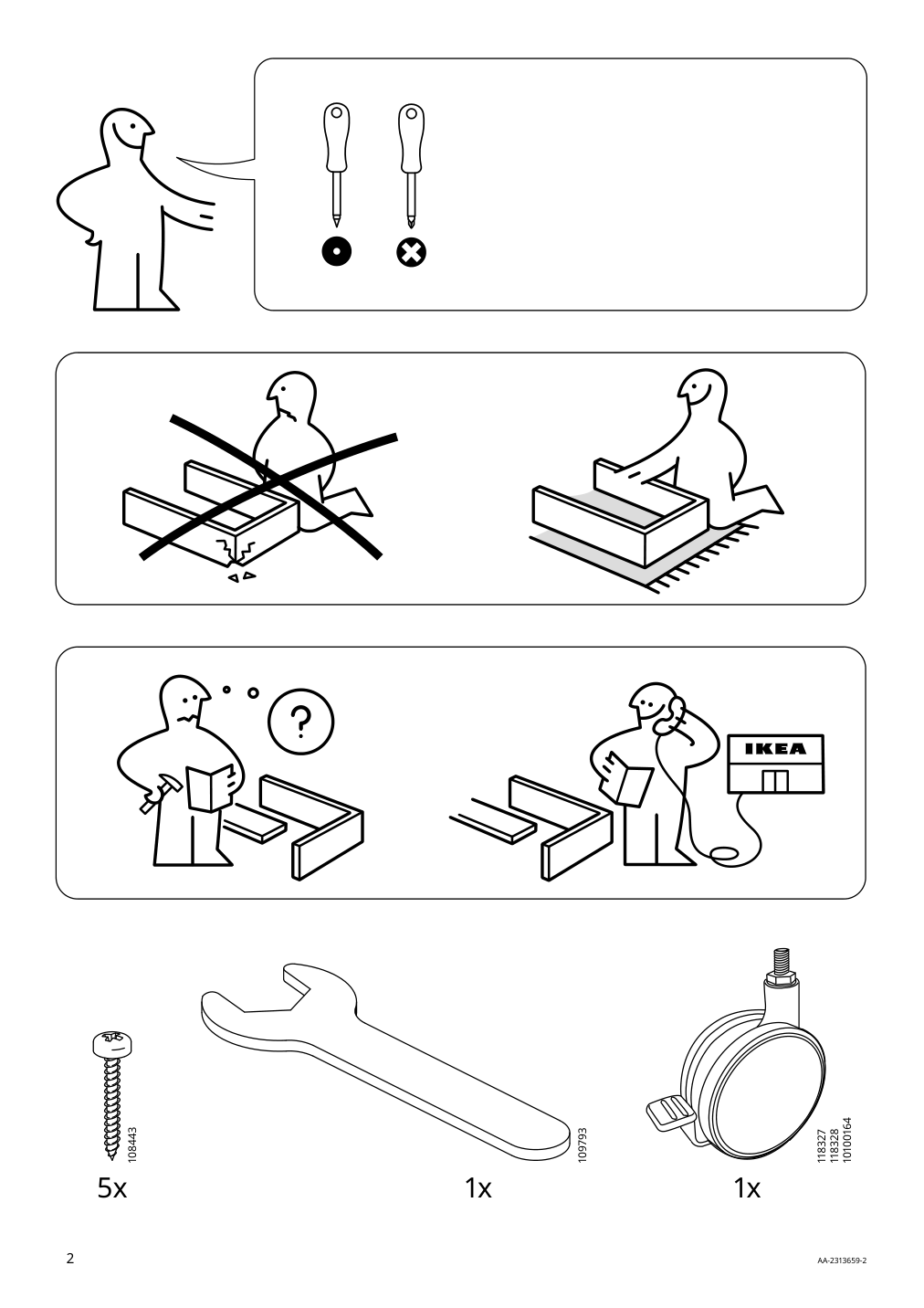 Assembly instructions for IKEA Krille leg with caster white | Page 2 - IKEA LAGKAPTEN / KRILLE desk 394.174.89