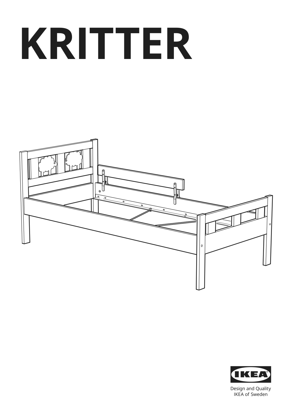 Assembly instructions for IKEA Kritter bed frame and guard rail junior gray | Page 1 - IKEA KRITTER bed frame with slatted bed base 193.998.82