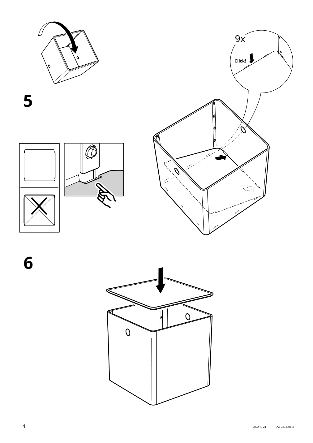 Assembly instructions for IKEA Kuggis storage box with lid white | Page 4 - IKEA KUGGIS storage box with lid 005.268.75