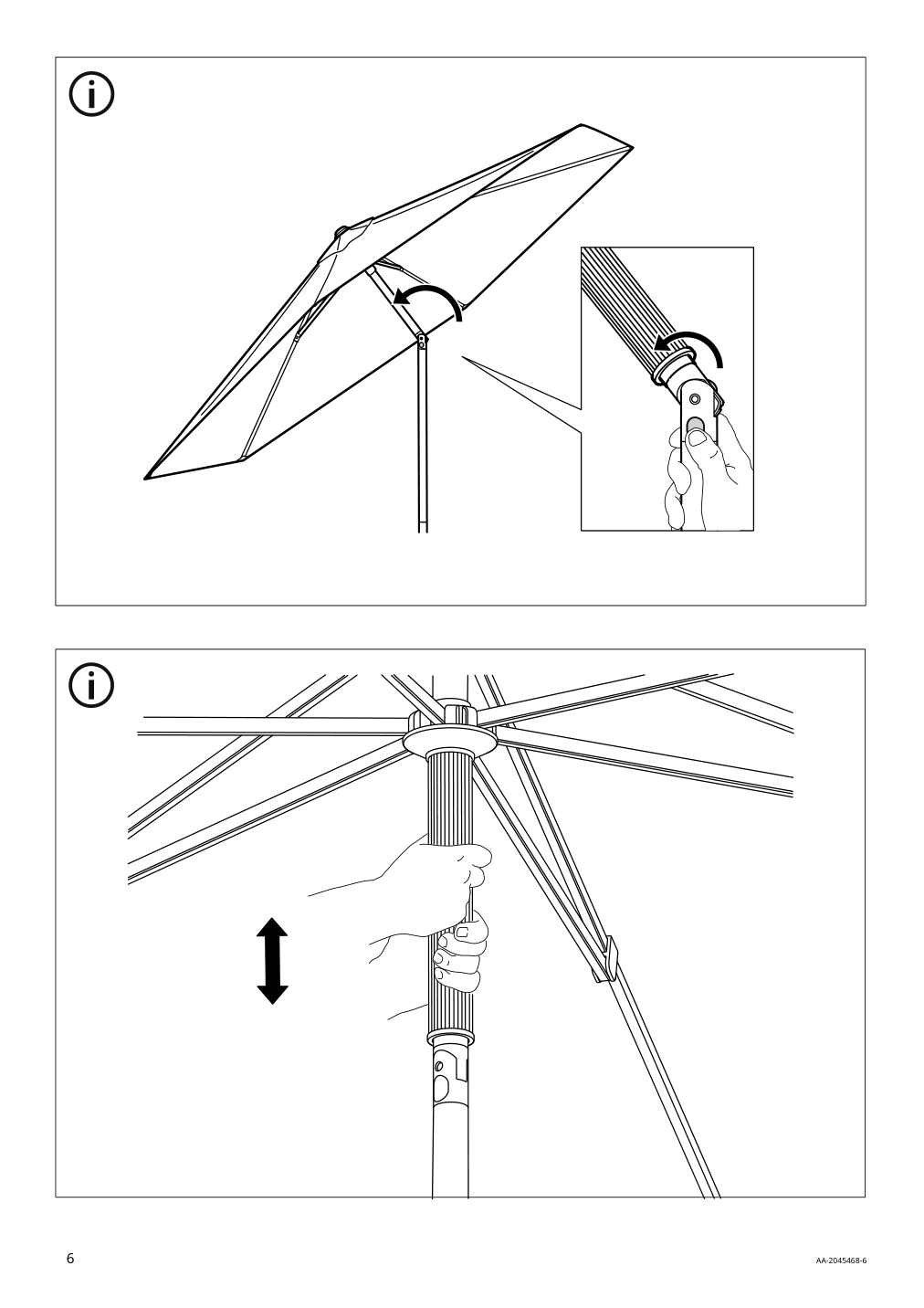 Assembly instructions for IKEA Kuggoe umbrella frame tilting gray | Page 6 - IKEA KUGGÖ / VÅRHOLMEN umbrella with base 093.247.07