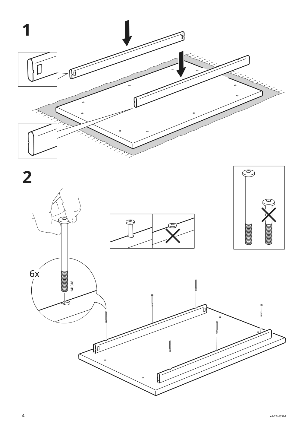 Assembly instructions for IKEA Kullaberg desk pine | Page 4 - IKEA KULLABERG desk 804.994.44