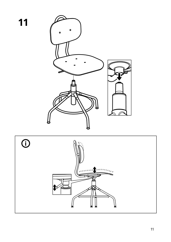 Assembly instructions for IKEA Kullaberg swivel chair black | Page 11 - IKEA FJÄLLBO/KULLABERG / GULLHULT desk and storage combination 294.365.77