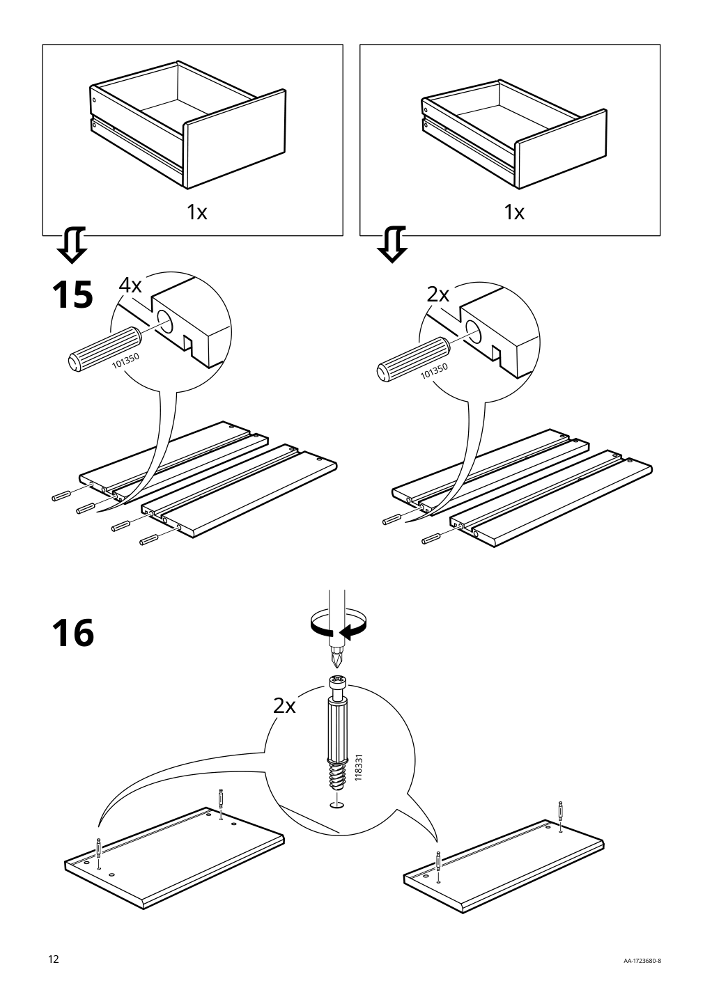 Assembly instructions for IKEA Kullen 2 drawer chest black brown | Page 12 - IKEA KULLEN 2-drawer chest 603.221.30