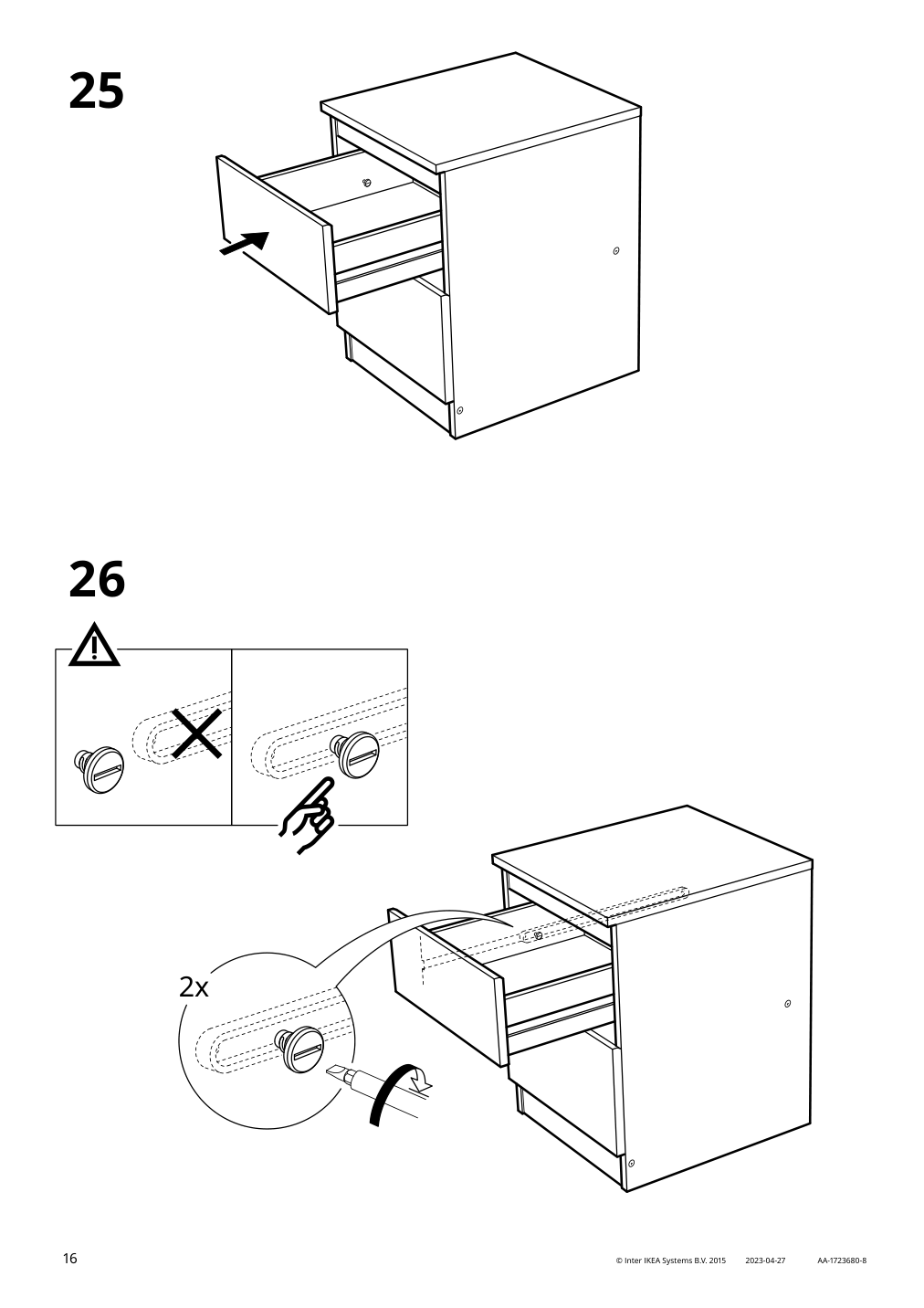 Assembly instructions for IKEA Kullen 2 drawer chest black brown | Page 16 - IKEA KULLEN 2-drawer chest 603.221.30