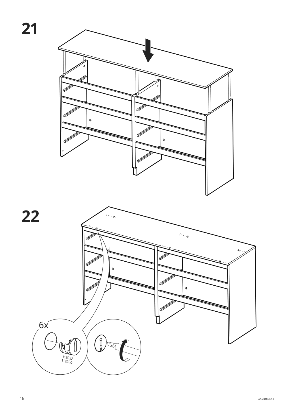 Assembly instructions for IKEA Kullen 6 drawer dresser white | Page 18 - IKEA KULLEN 6-drawer dresser 903.092.45