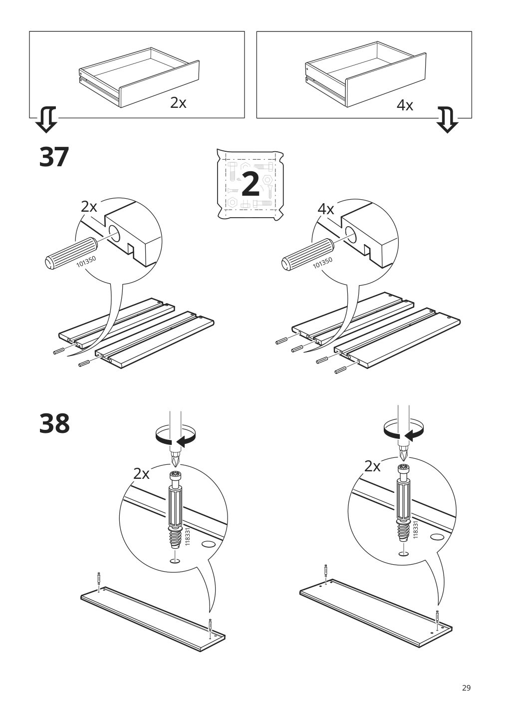 Assembly instructions for IKEA Kullen 6 drawer dresser white | Page 29 - IKEA KULLEN 6-drawer dresser 903.092.45