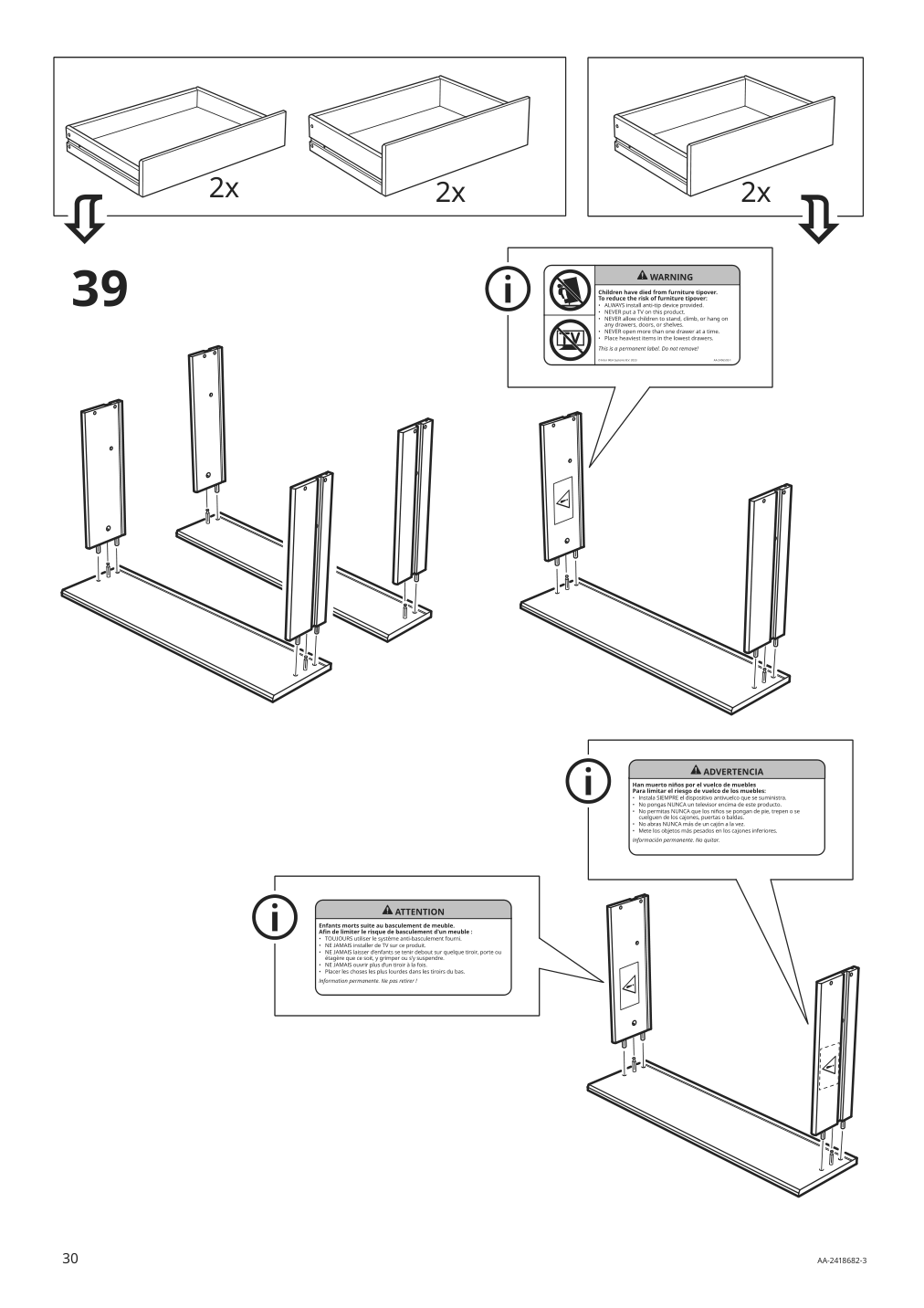 Assembly instructions for IKEA Kullen 6 drawer dresser white | Page 30 - IKEA KULLEN 6-drawer dresser 903.092.45