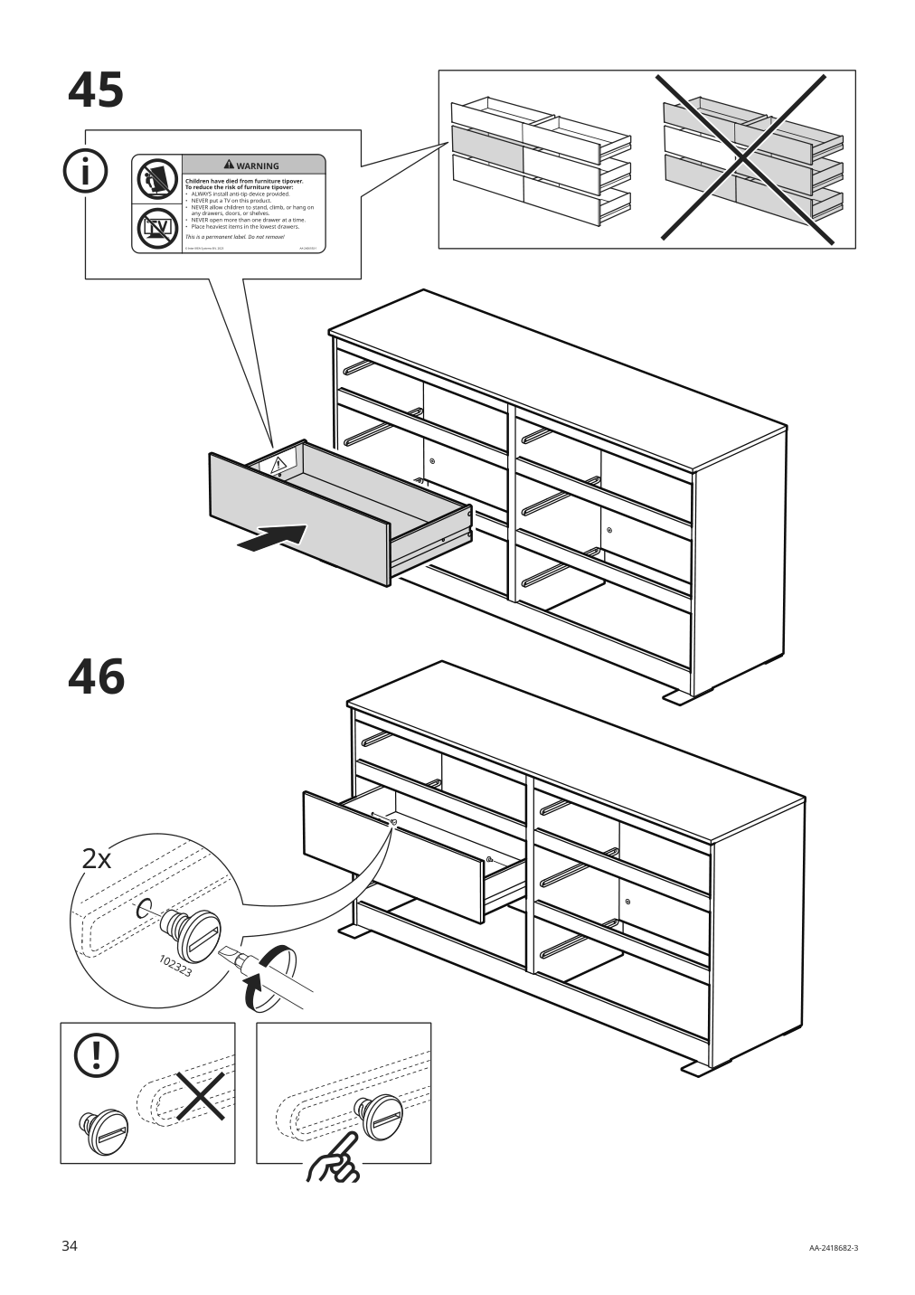 Assembly instructions for IKEA Kullen 6 drawer dresser white | Page 34 - IKEA KULLEN 6-drawer dresser 903.092.45