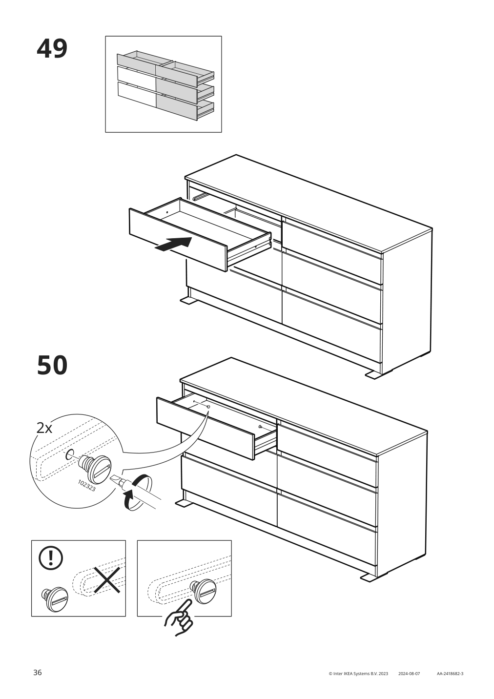 Assembly instructions for IKEA Kullen 6 drawer dresser white | Page 36 - IKEA KULLEN 6-drawer dresser 903.092.45