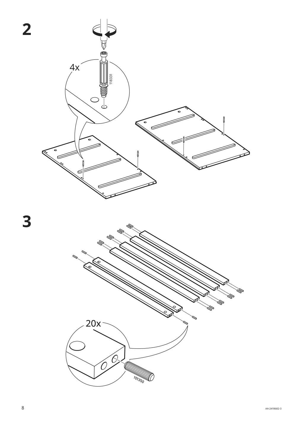 Assembly instructions for IKEA Kullen 6 drawer dresser white | Page 8 - IKEA KULLEN 6-drawer dresser 903.092.45