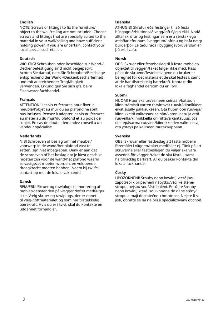 Assembly instructions for IKEA Kungsfors rail stainless steel | Page 2 - IKEA KUNGSFORS rail 403.349.16