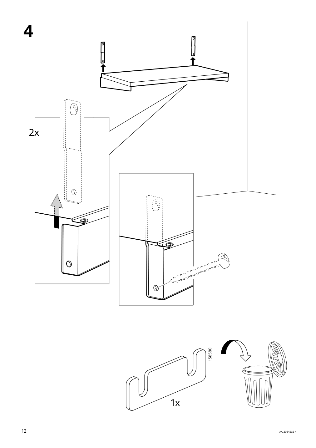 Assembly instructions for IKEA Kungsfors shelf bamboo | Page 12 - IKEA KUNGSFORS suspension rail with shelf/wll grid 893.084.16