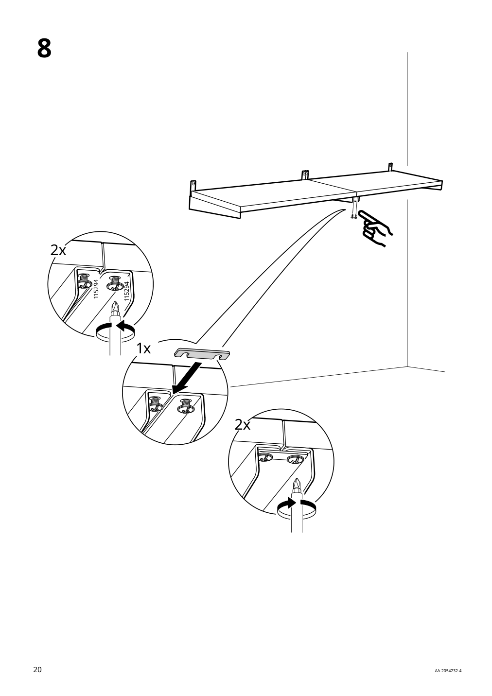 Assembly instructions for IKEA Kungsfors shelf bamboo | Page 20 - IKEA KUNGSFORS suspension rail with shelf/wll grid 893.084.16