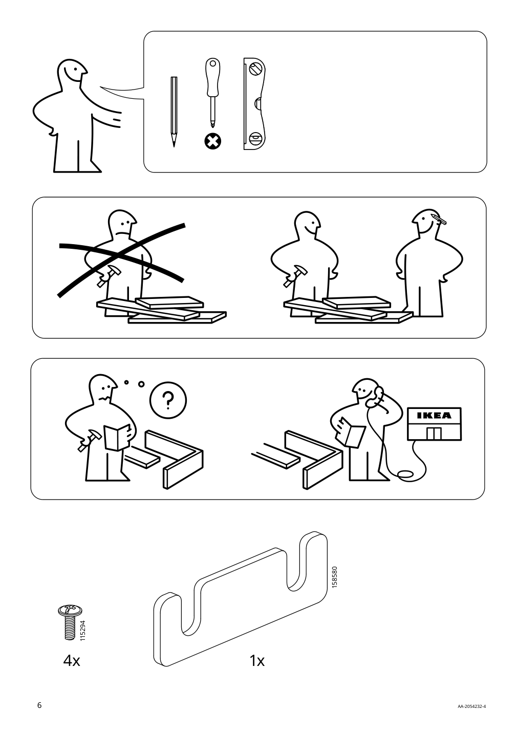 Assembly instructions for IKEA Kungsfors shelf bamboo | Page 6 - IKEA KUNGSFORS suspension rail with shelf/wll grid 893.084.16