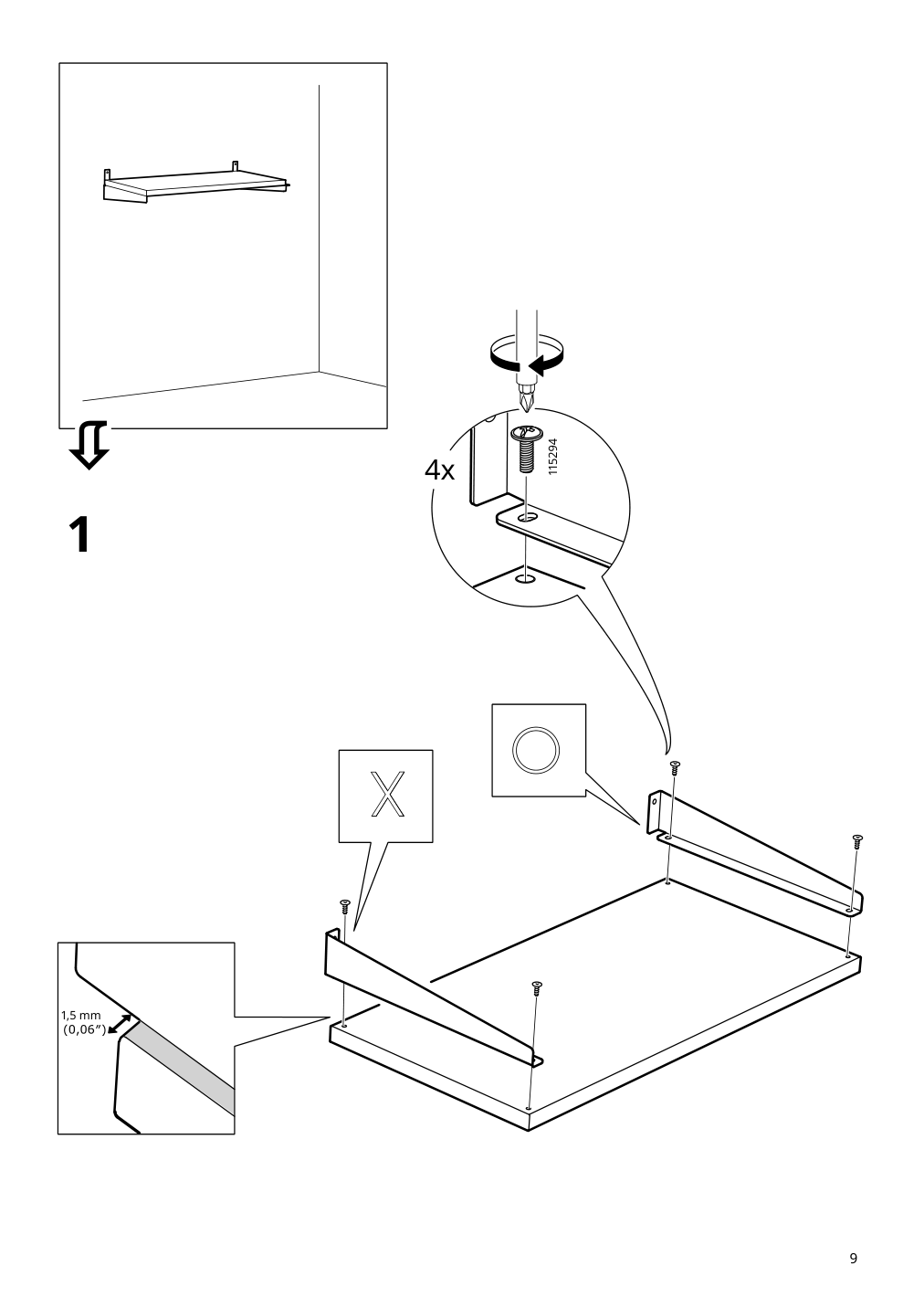 Assembly instructions for IKEA Kungsfors shelf bamboo | Page 9 - IKEA KUNGSFORS suspension rail with shelf/wll grid 893.084.16
