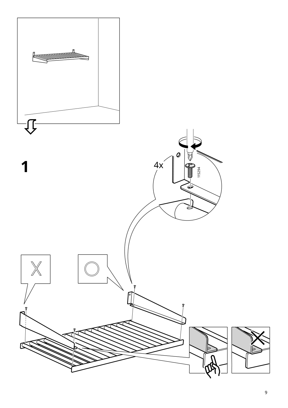 Assembly instructions for IKEA Kungsfors shelf stainless steel | Page 9 - IKEA KUNGSFORS shelf 503.349.25