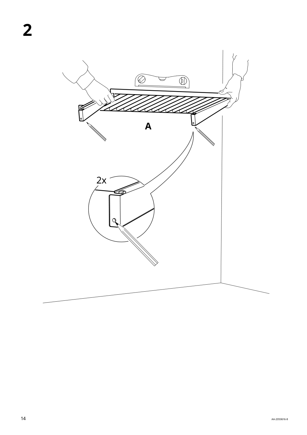 Assembly instructions for IKEA Kungsfors shelf stainless steel | Page 14 - IKEA KUNGSFORS suspension rail w shelves/wll grids 793.083.94