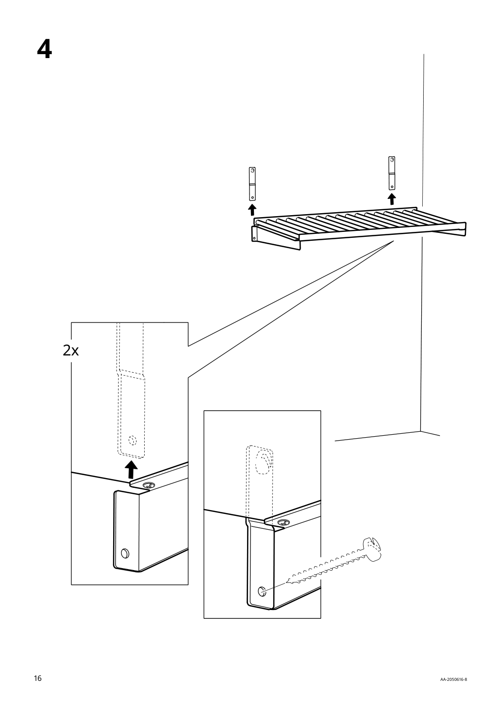 Assembly instructions for IKEA Kungsfors shelf stainless steel | Page 16 - IKEA KUNGSFORS suspension rail w shelves/wll grids 793.083.94