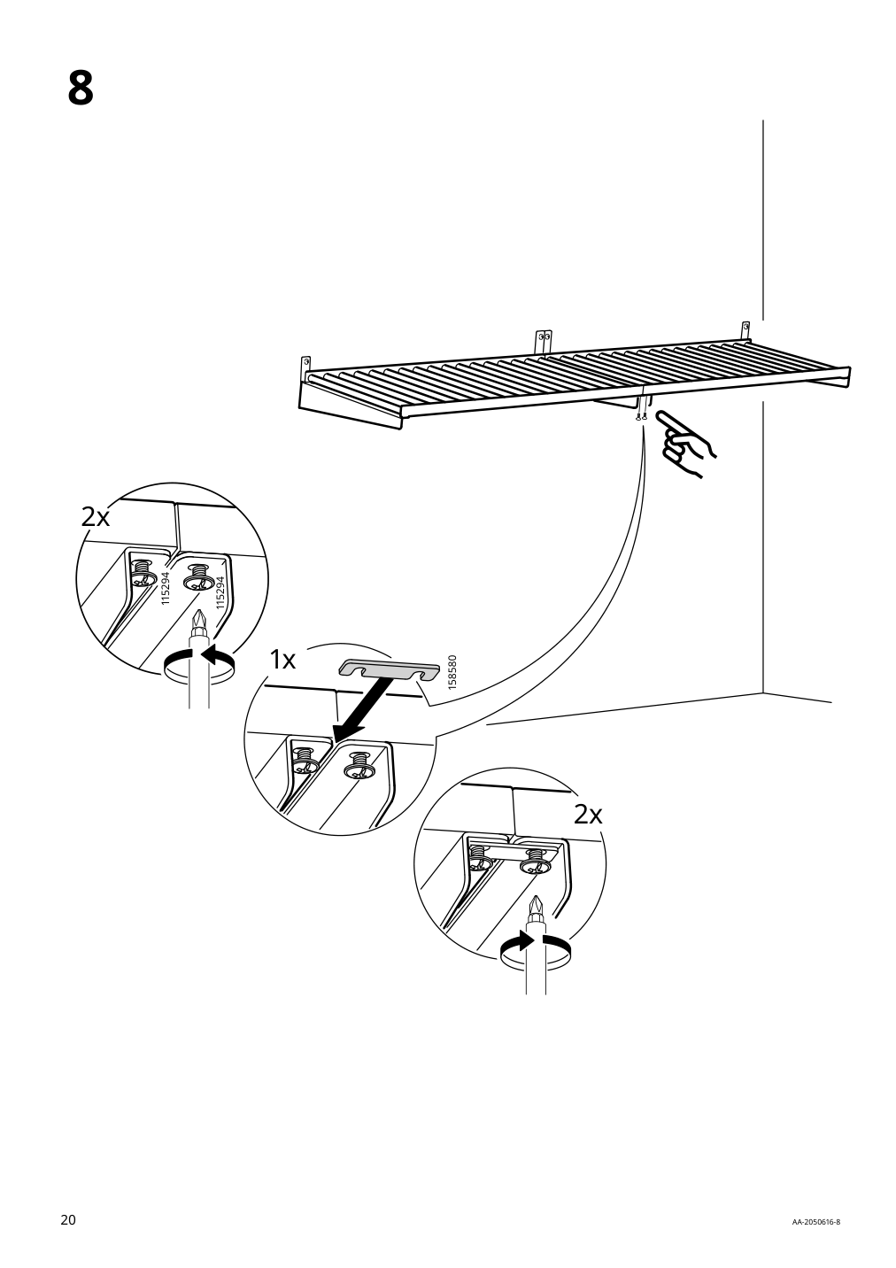Assembly instructions for IKEA Kungsfors shelf stainless steel | Page 20 - IKEA KUNGSFORS suspension rail w shelves/wll grids 793.083.94