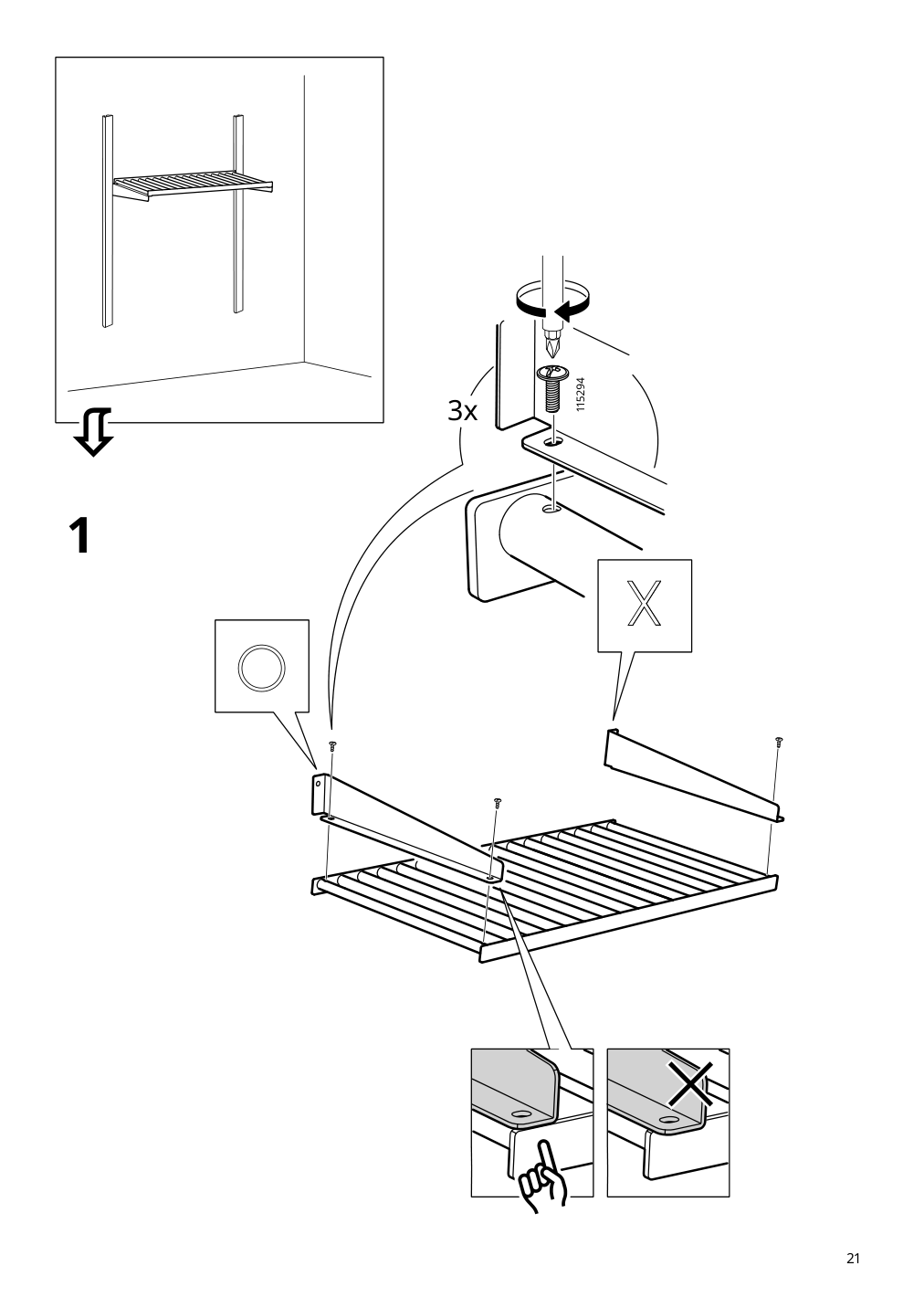 Assembly instructions for IKEA Kungsfors shelf stainless steel | Page 21 - IKEA KUNGSFORS suspension rail w shelves/wll grids 793.083.94