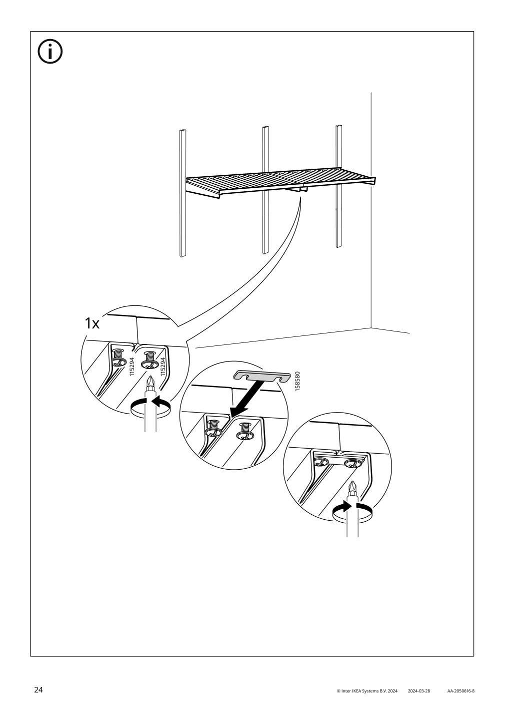 Assembly instructions for IKEA Kungsfors shelf stainless steel | Page 24 - IKEA KUNGSFORS suspension rail w shelves/wll grids 793.083.94