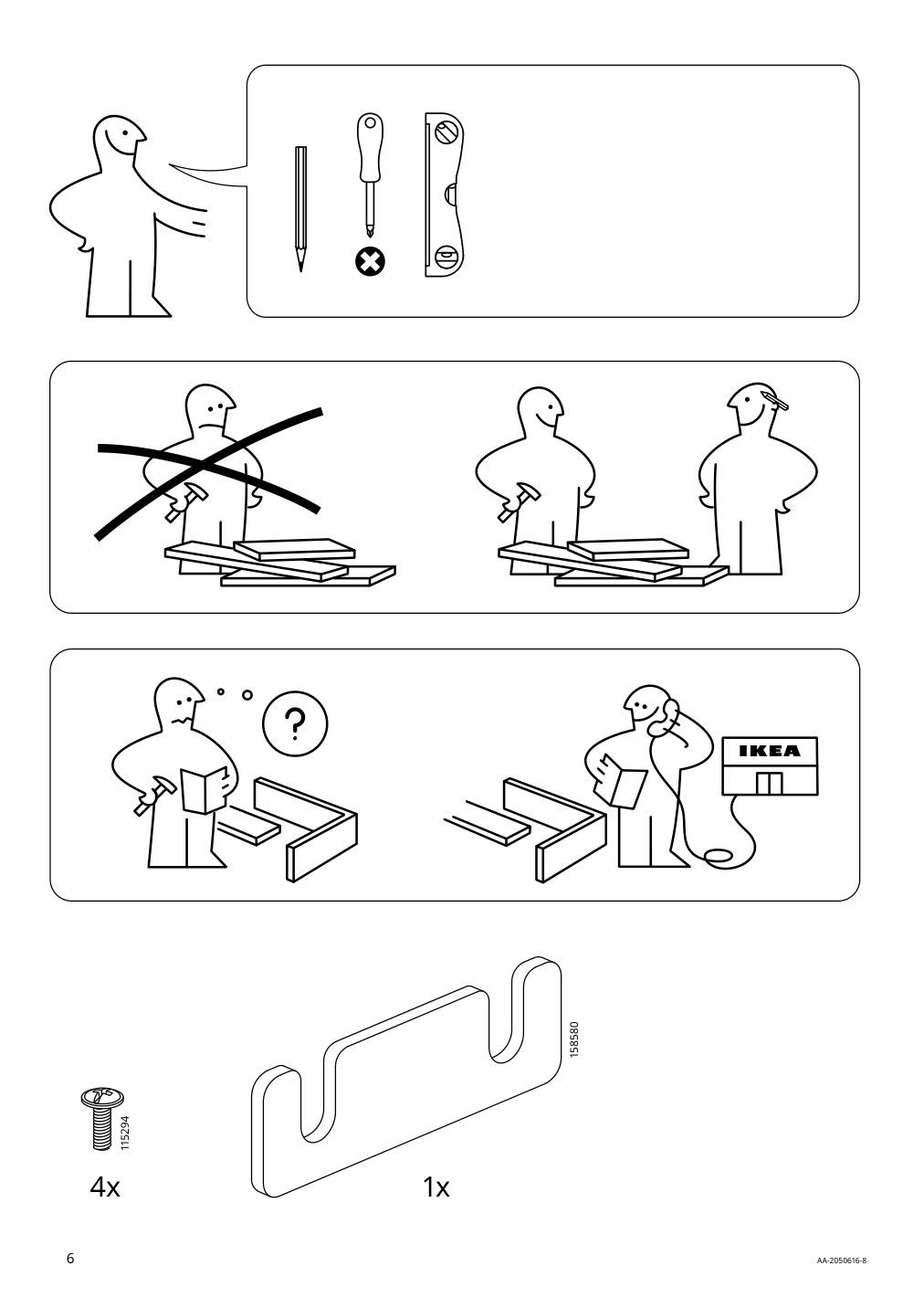 Assembly instructions for IKEA Kungsfors shelf stainless steel | Page 6 - IKEA KUNGSFORS suspension rail w shelves/wll grids 793.083.94